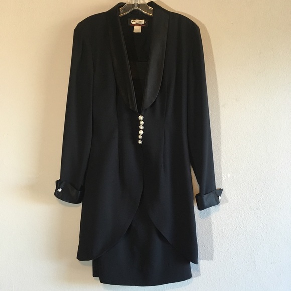 Vintage Dresses & Skirts - Vintage Set Dress Blazer Embellished Matching Set